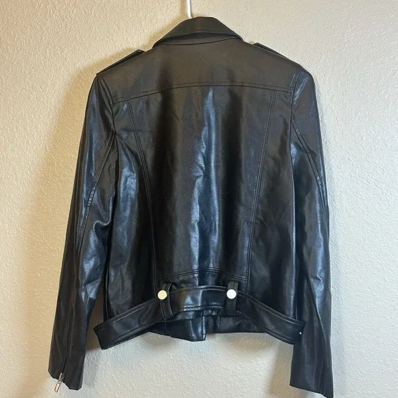 Storia Rare Faux Leather Moto BikerJacket Black Sample Piece Women's Sz S NWT